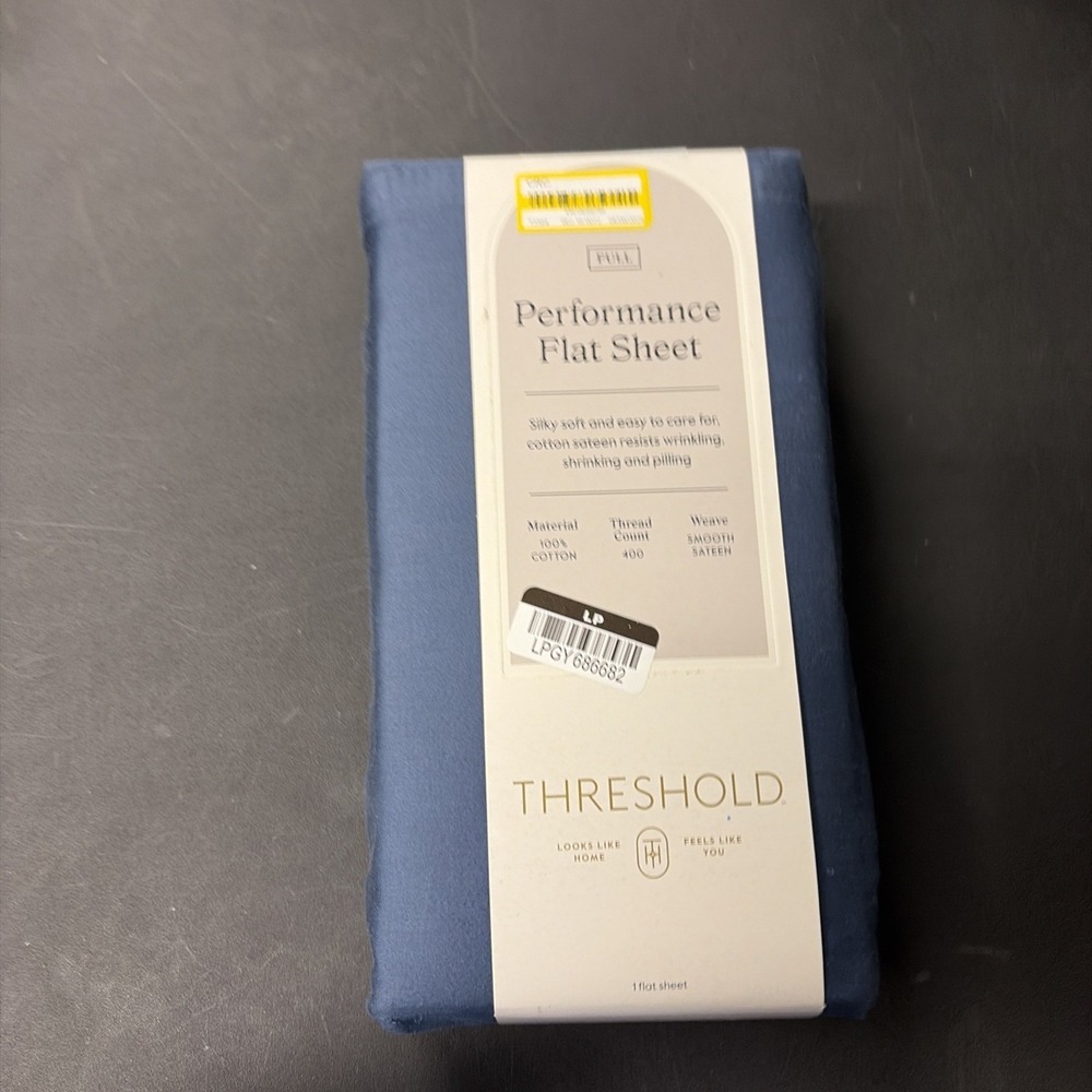 Full 400 Thread Count Performance Flat Sheet Metallic Blue Threshold Cotton 0577